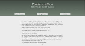 screenshot of site header with text Konst och Ram Förgyllare Bengt Olsson